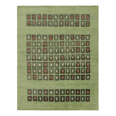Rug & Kilim’S French Art Deco Rug In Green With Geometric Patterns