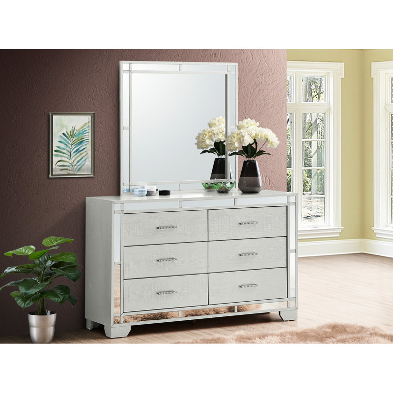 G6600-m Champagne argenté: éclairage à DEL, verre pour une vue dégagée, cadre en bois avec miroir, chambre à coucher merveilleuse basse vision, pièce élégante