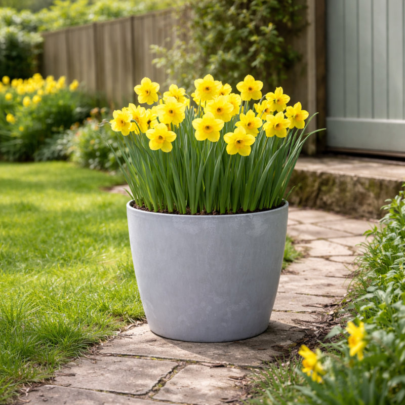 Taylur Pot Planter Concrete Effect Recycled Plastic, Grey, 22cm H x 25cm W x 25cm D