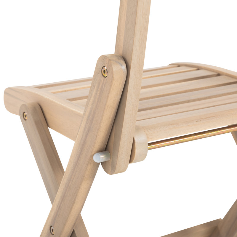 Chaise de patio pliante en bois massif (ensemble de 2), Blanc délavé