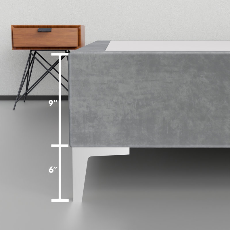 Lit en bois massif Manasvi, H 14 po x l 44 po x L 75 po, gris