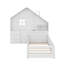 Lit maison avec fenêtre et tiroirs de chevet, lit plateforme avec tablettes, ensemble de prises et port USB-699306876