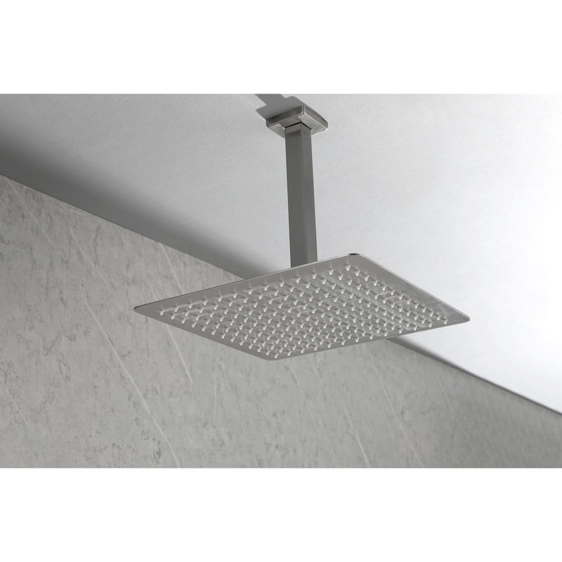 Pomme de douche à pluie en acier inoxydable - Nickel brossé, haute, économiseur d'eau, autonettoyante pour pomme de douche à effet de pluie en acier, buse