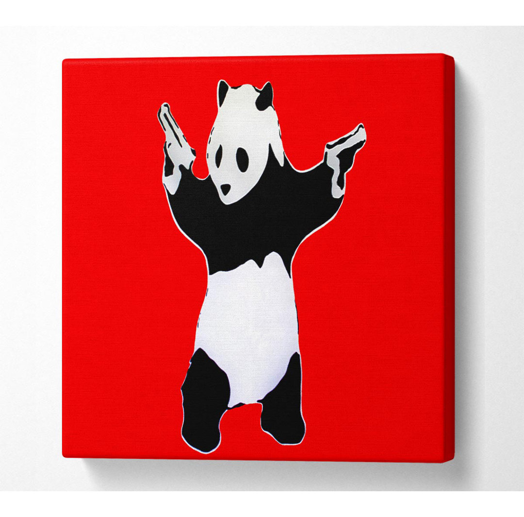 Panda Überfall Rot - Kunstdrucke auf Leinwand