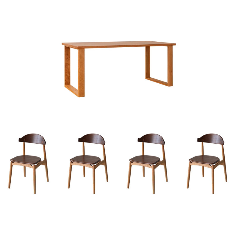 4 - Person Solid Wood Solid Wood Top Double Pedestal Dining Set