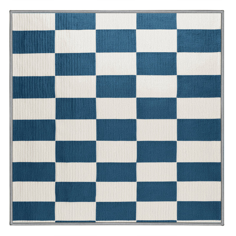 Tapis gris à carreaux lavable à la machine, Carré 8 pi