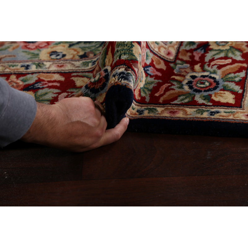 Tapis rouge / noir en laine noué à la main de conception unique 6 pi x 8 pi 8 po New Age