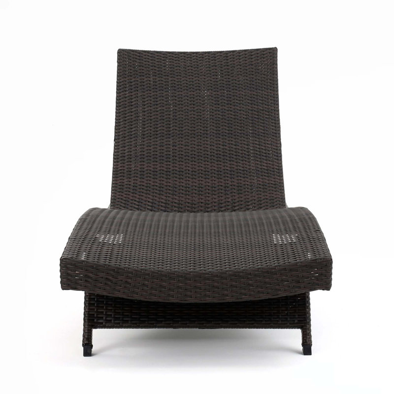 PE Wicker  Chaise Lounge, Brown Multi
