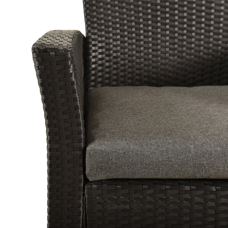Ensemble de conversation en rotin avec coussins 4 pièces Hemmo, gris