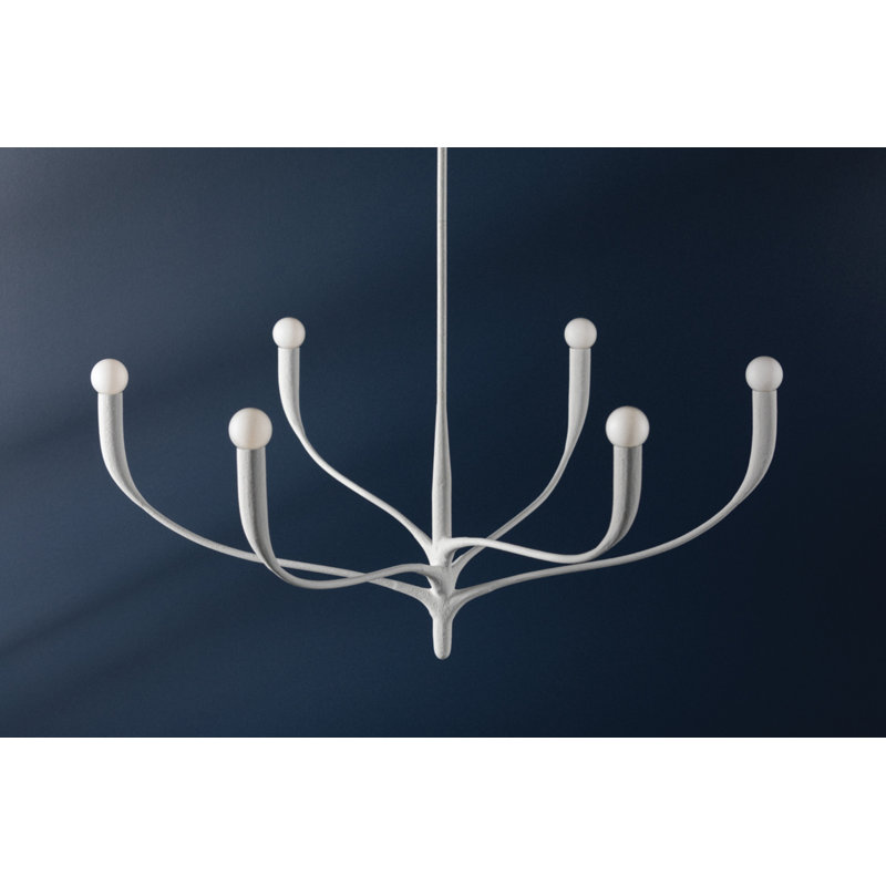 Labra 6 Light Chandelier, White Plaster