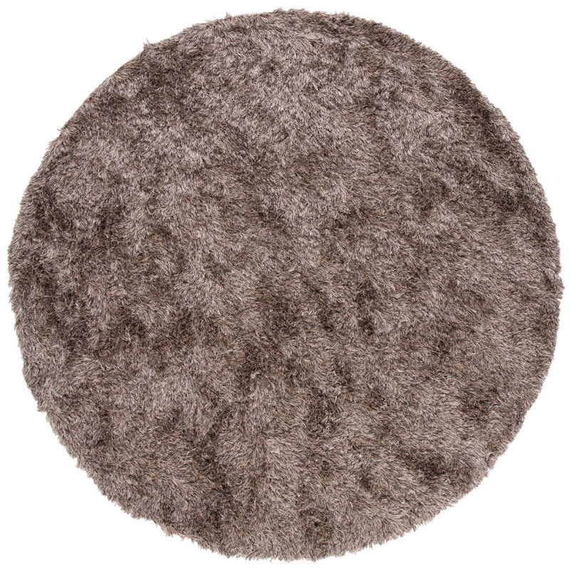 Cimah Shag Hand Tufted Performance Solid Color Rug, Round 5'