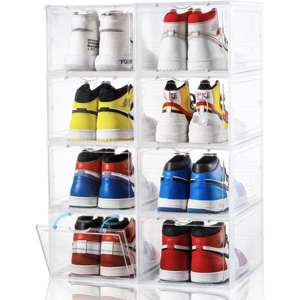 Iris Usa Tall 6 Pack Shoe Storage Box Stackable And Drop Front