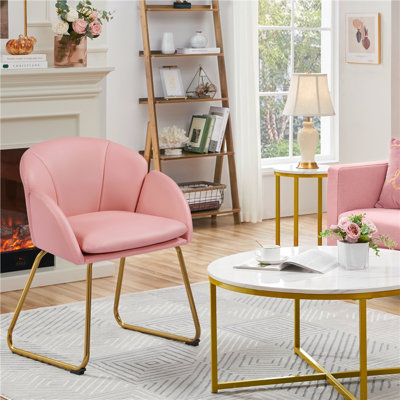 Flower Shape Tub Chair with Golden Metal Legs 