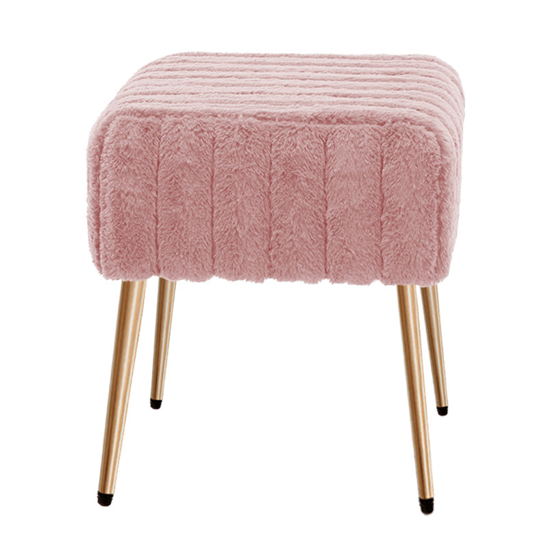 47cm Wide Rectangle Solid Colour Footstool Ottoman, Pink