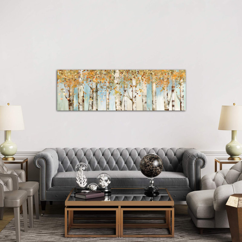 Birch Country by Allison Pearce - Panoramic Painting on Canvas, 30.48 cm H x 91.44 cm W x 1.91 cm D, No Frame