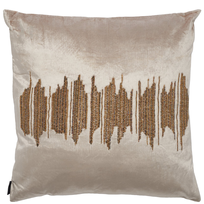 Deston Darling 18" Beige and Gold Embroidered Pillow