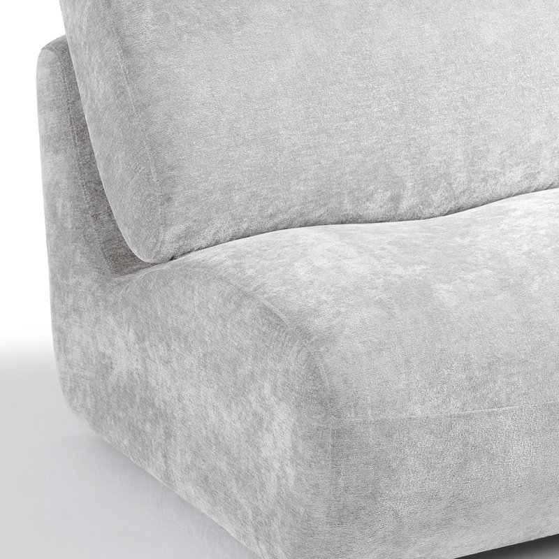 Nita Swivel 84.1 Cm Wide Swivel Lounge Chair, Light Grey Chenille/Foam Padding