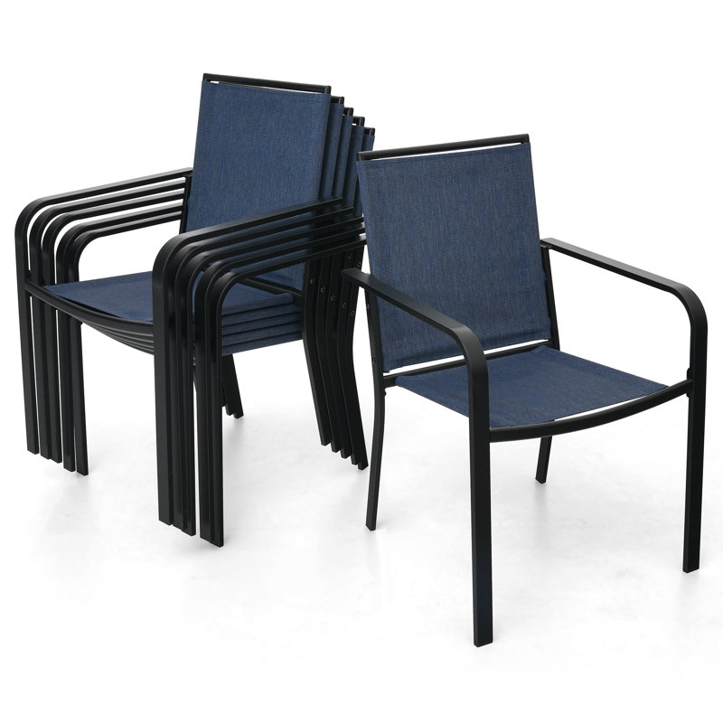 Outdoor Stacking Dining Chair (Set Of 6), Blue/Black