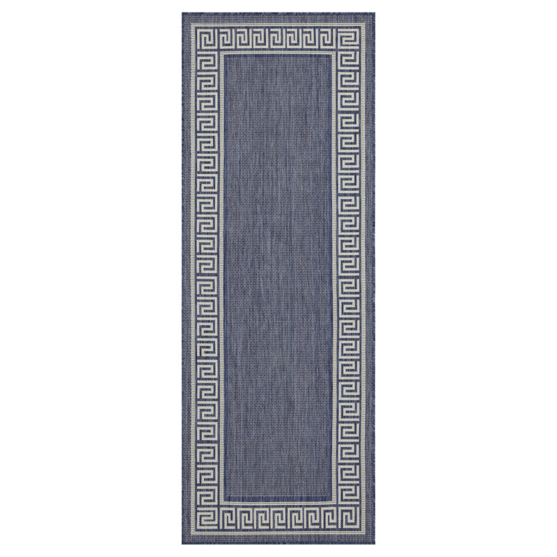 Pavillon de jardin bleu 2 pi 7 po X 7 pi 3 po Tapis intérieur / extérieur, Tapis de couloir 2 pi 7 po x 7 pi 3 po