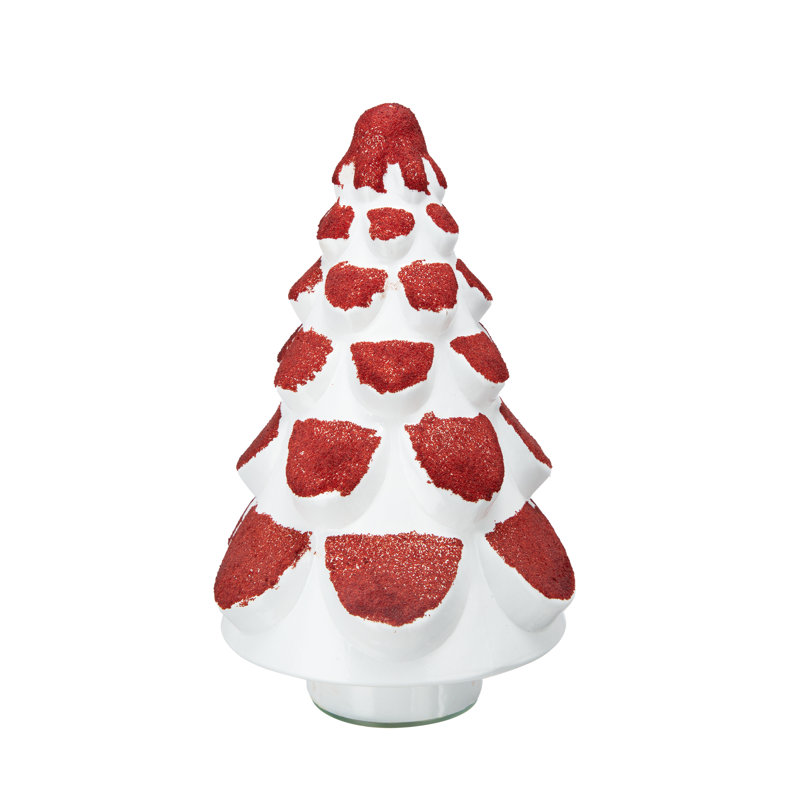 Glittered Christmas Tree Décor - 6.5" x 6.5" x 11'' - Red, White