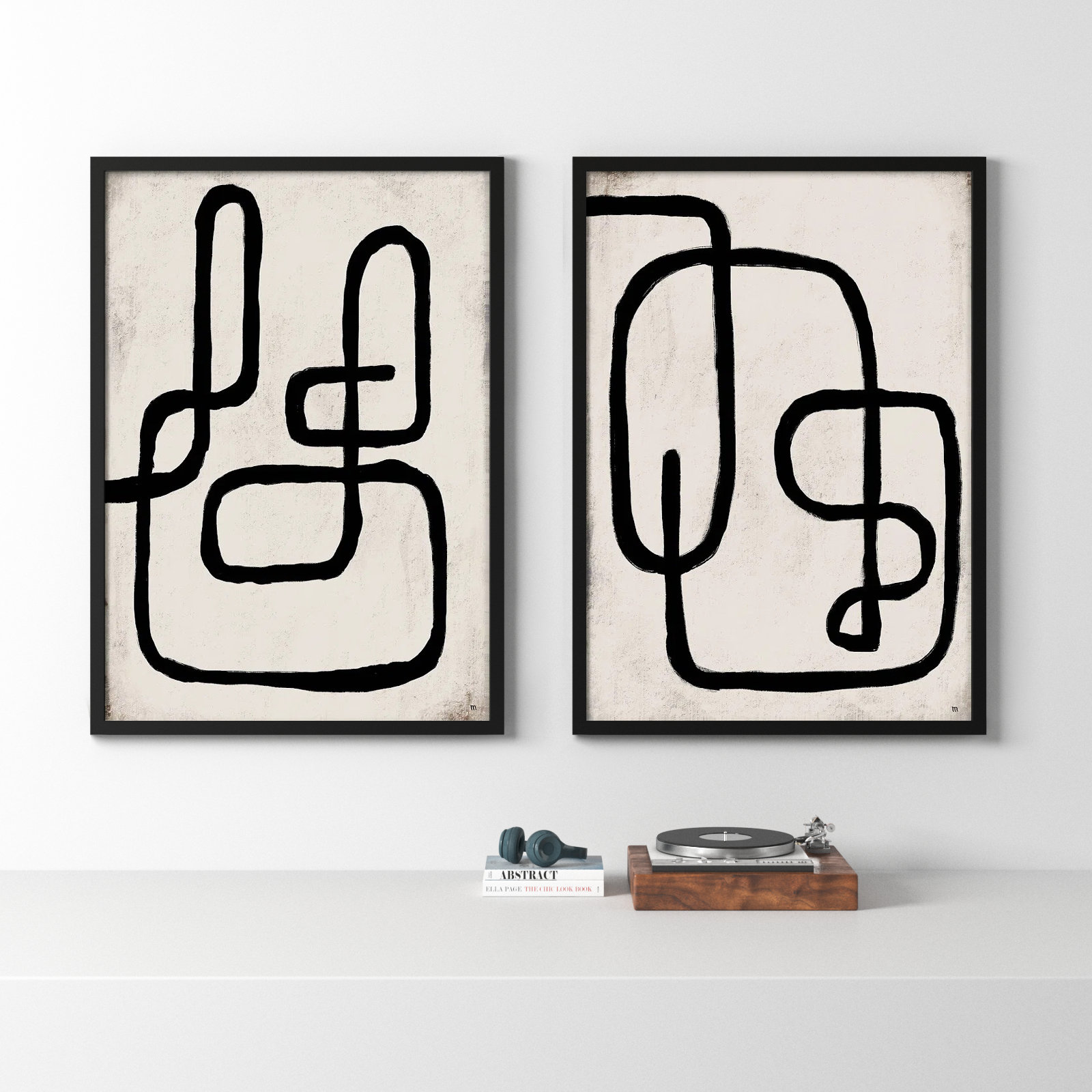 Linework by StudioM, Black Framed Paper, 38" H x 53" W x 1.25" D
