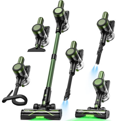 Aspirateur sans fil, aspirateur-balai puissant 58KPa, aspirateur léger 10-en-1 avec tuyau flexible de 29 pouces, brosse pour phare à DEL, autonomie de 55 minutes, anti-enchevêtrement pour les poils d'animaux, les tapis et les planchers de bois franc