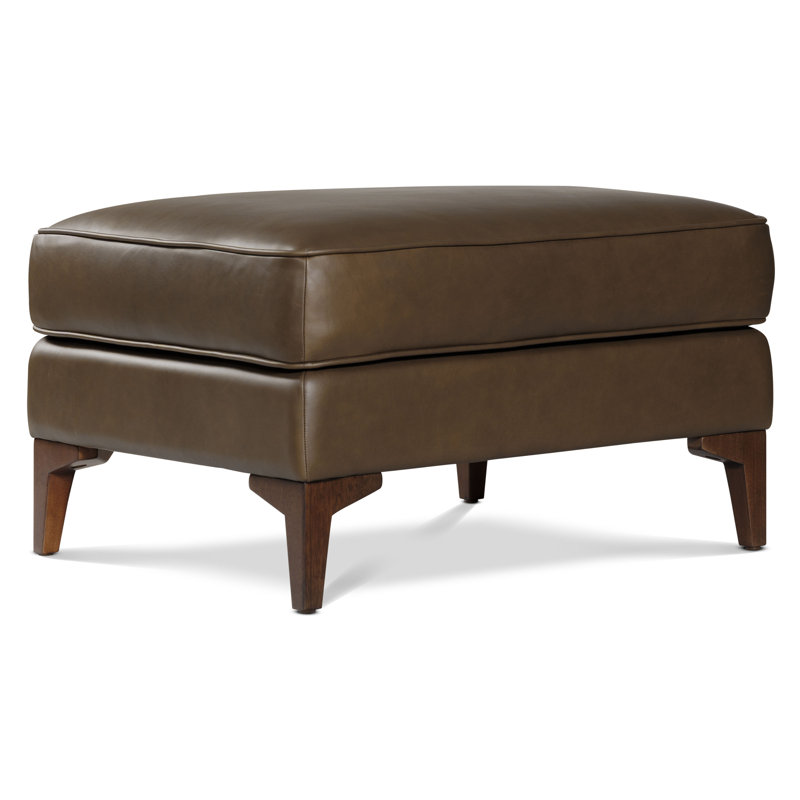 Essex Genuine Italian Leather Rectangular Ottoman, Cocoa Brown