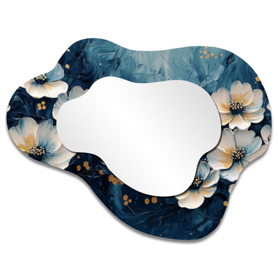 Garden Dahlia Effect At Night I - Dahlia Asymmetrical Wall Mirror, Traditional Vanity Mirror, Printed on Metal