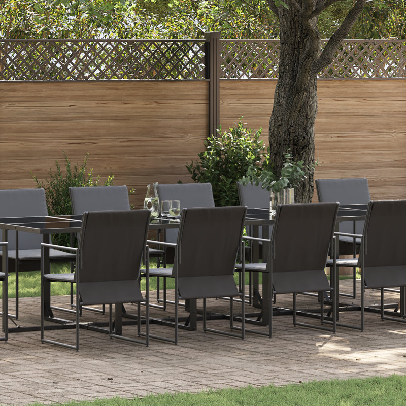 6 - Person Patio Dining Set with Rectangular Table, 72cm H x 330cm L x 107cm D
