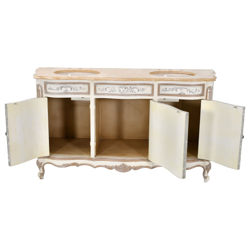 Meuble-lavabo double 67 po Vizcaino Grande, Blanc / Blanc