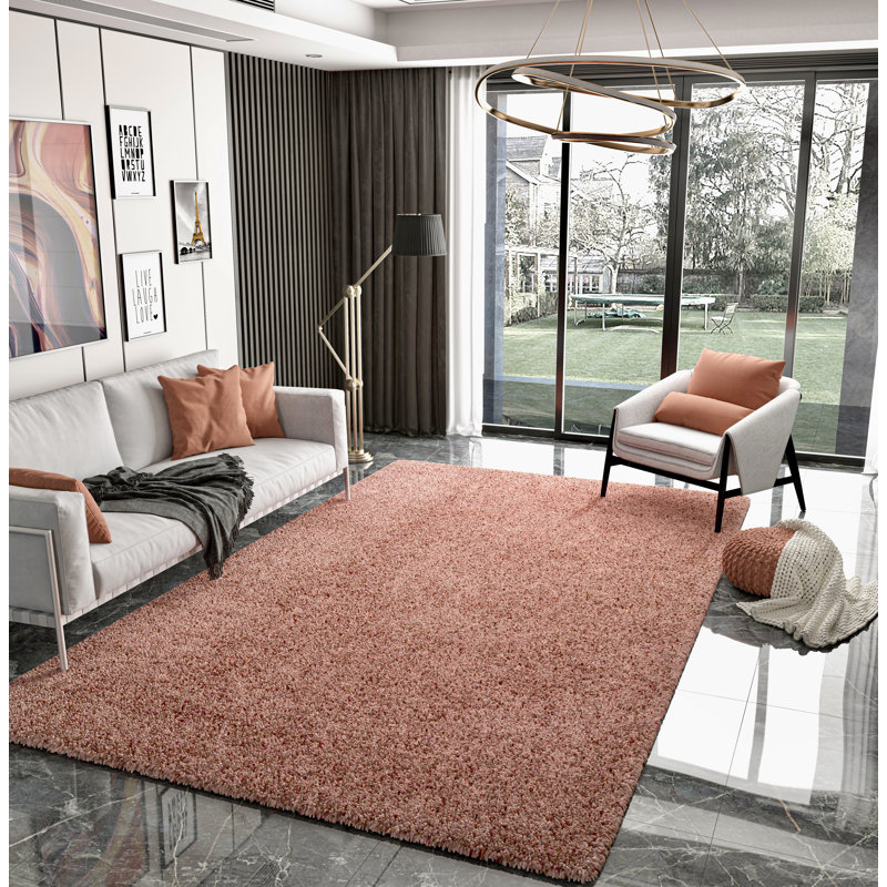 Tapis intérieur / extérieur en laine rose clair Eutropios, Rectangle 8 pi x 10 pi