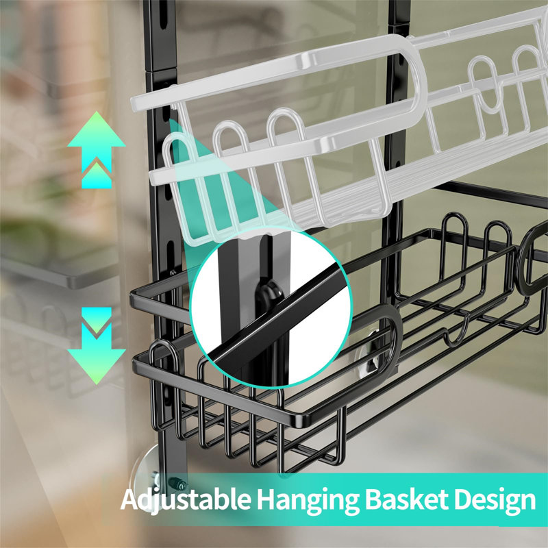 Nellianne Stainless Steel Shower Caddy, 55cm H x 32cm W x 12cm D, Satin Black