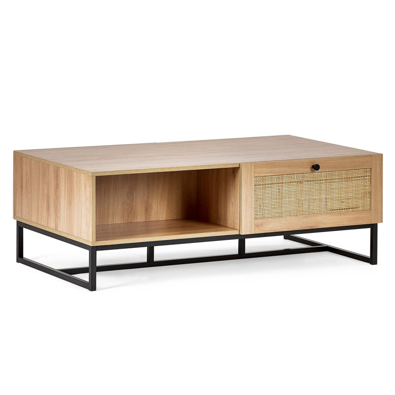 Reese Trestle Coffee Table with Storage, Oak