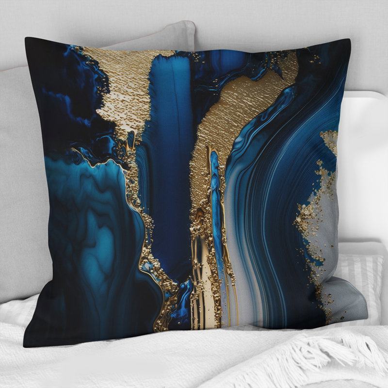 Coussin décoratif abstrait Abstract Geode Waves Gold II - Abstract