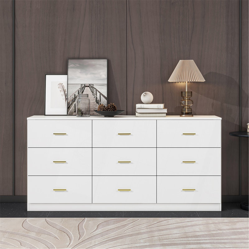 Commode moderne à 9 tiroirs pour la chambre à coucher - Vaste commode avec rangement, robuste et sécuritaire