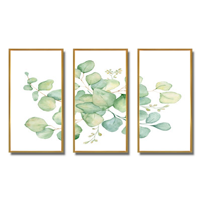 " Green Eucalyptus Bouquet On White " 3 - Pieces