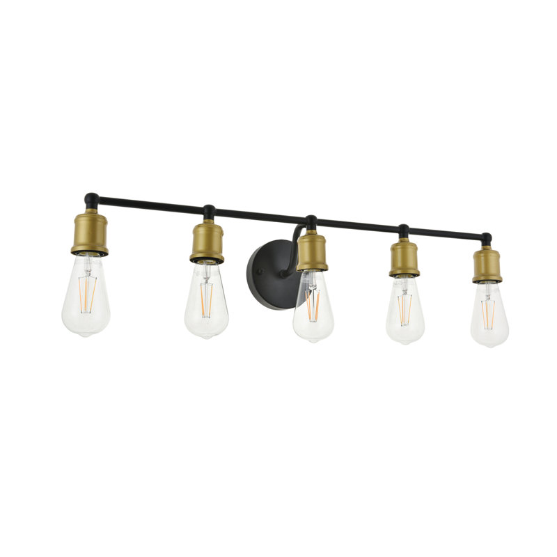 Applique à bras à intensité variable Sumas, Laiton / Noir, 5 lumières, H 5,6 po x l 28,8 po x P 28,8 po