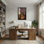 Plantes et fleurs, iris mauves dans un vase en cuivre sur une chaise-690179901