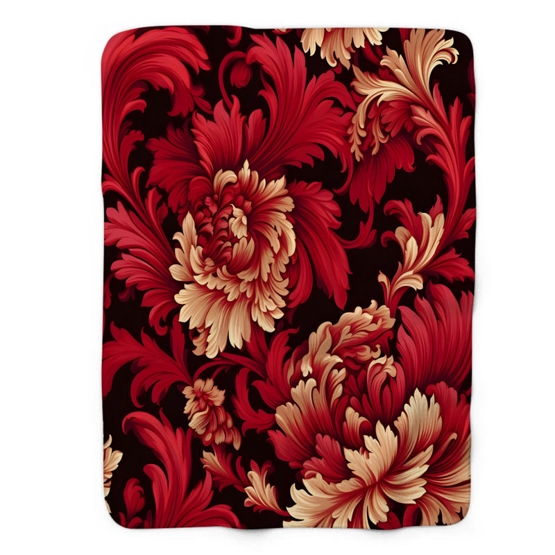 Red Pattern - 1 Piece Blanket, 60" L x 50" W