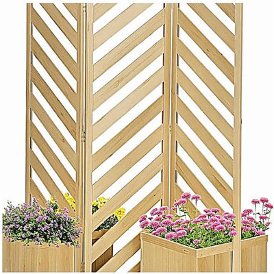 Séparateur / séparateur autoportant, écran d'intimité décoratif pour l'extérieur, avec jardinières auto-drainantes, panneaux de support de plantes à treillis pour allée de jardin, cour arrière