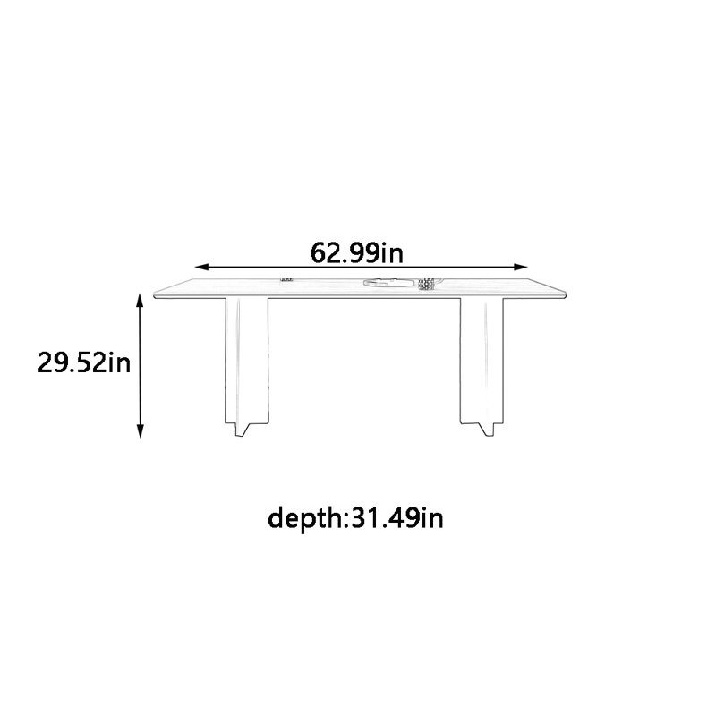 Table de salle à manger rectangulaire, H 29,52 po x L 62,99 po x l 31,49 po