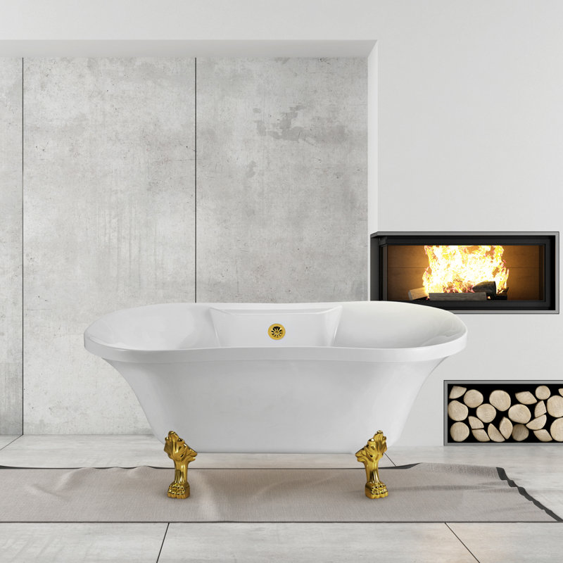 Baignoire de trempage sur pattes 60 "Streamline, Or poli, Or poli