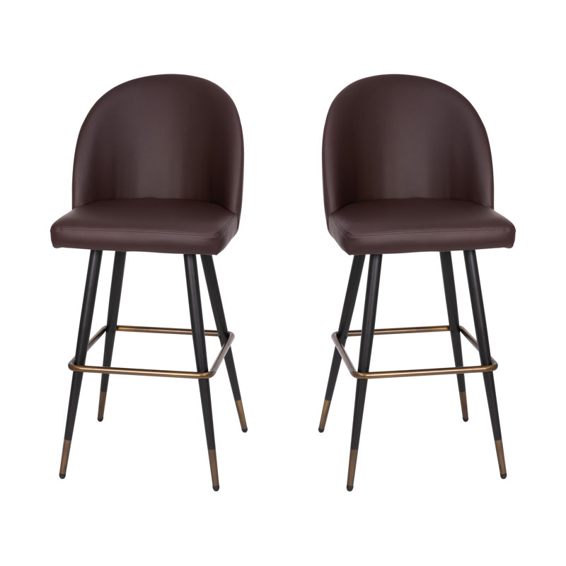 Alita Upholstered Counter Stool with Metal Frame, Bar Stool (30" Seat Height), Brown