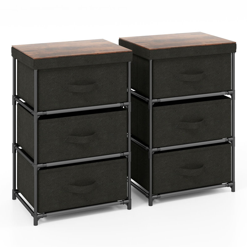 40cm W Metal Bedside Table, Black