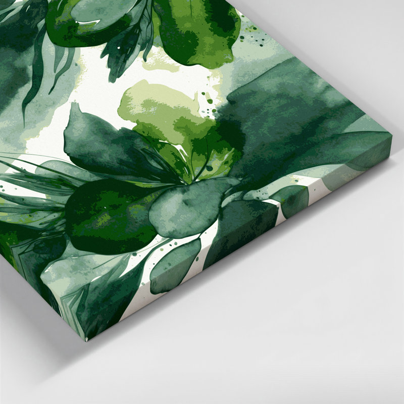 "Watercolor Abstract 13", art mural sur toile verte, 16" H x 16" W