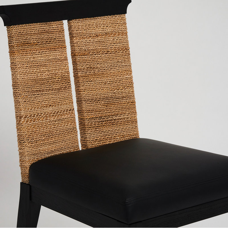 Reed Upholstered Dining Chair, Matte Black, Black