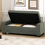 Banc de 50,75 po en tissu texturé noirâtre de style rectangulaire avec couvercle à charnières pour le rangement et les sièges, pieds rabattables en bois de bouleau-1094192717