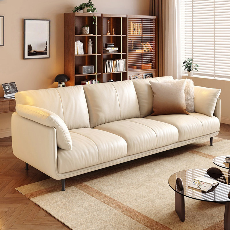 Coussin modulaire en cuir véritable, H 35,04 po x l 78,74 po x P 35,43 po, Blanc