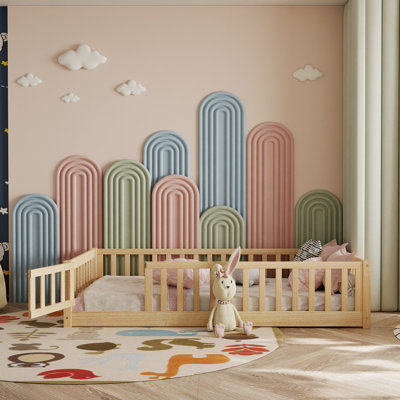 Finka Kids Floor Platforms Bed With Fence and Door