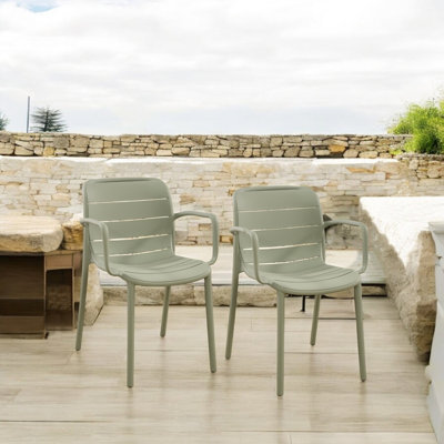 Patioflare Stacking Armchairs, Cream, 2-Pack